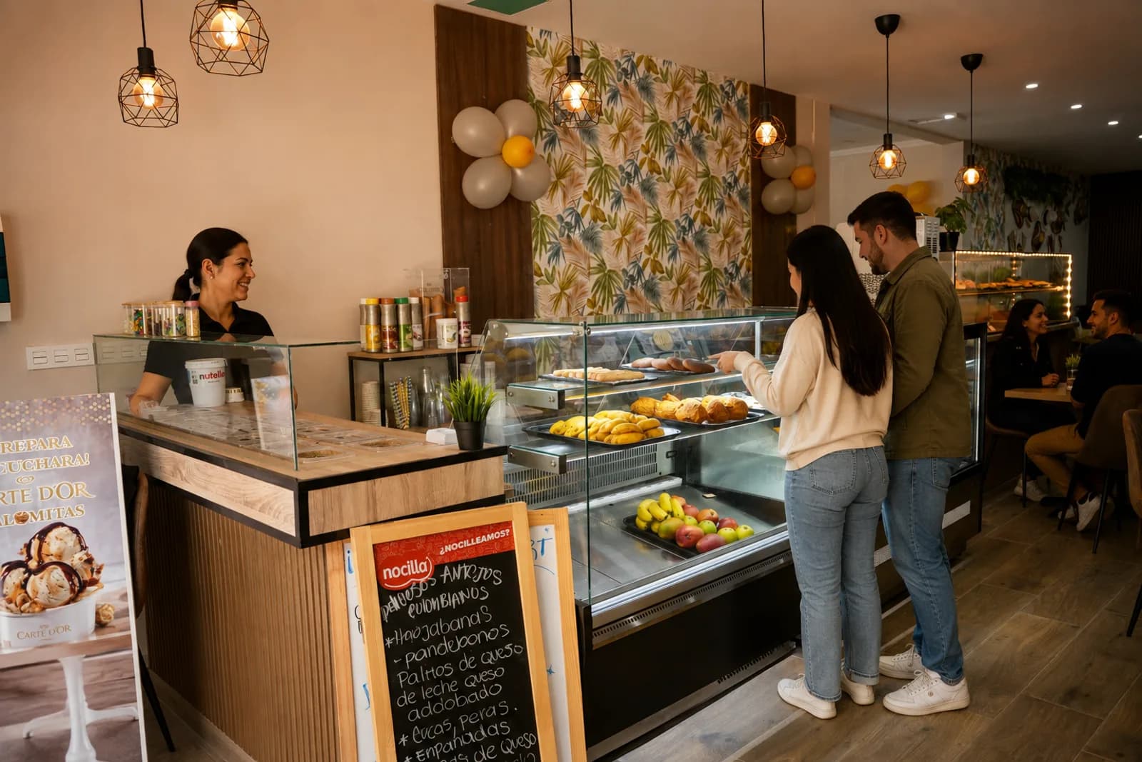Vitrina de panadería colombiana